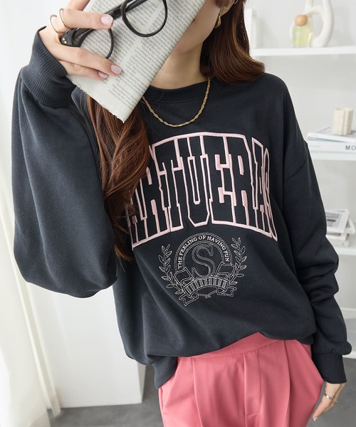 トレーナー スウェット ビッグロゴ刺繍スウェット レディース