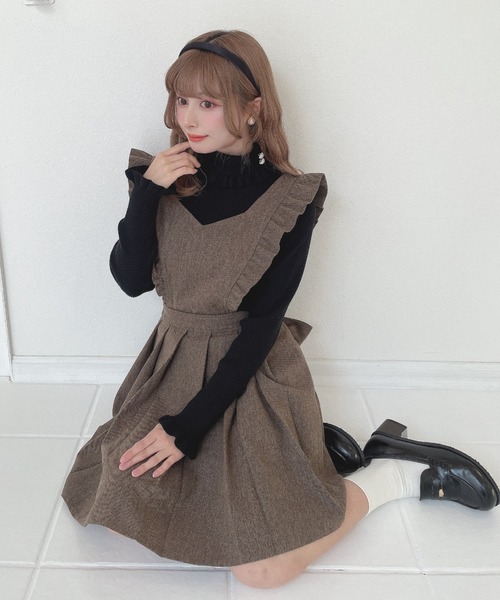 F i.n.t（フィント） ニット セーター 釦付きフリルリブタートル/fint