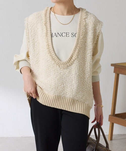 新品タグ付未使用❗️ツイード ニット ジレ ガリャルダガランテ2025SS今期 COLLAGE GALLARDAGALANTE（コラージュ ガリャルダガランテ） ベスト