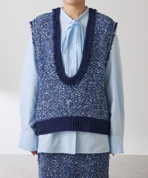 COLLAGE GALLARDAGALANTE ベスト ジレ ツイードライクニットベスト