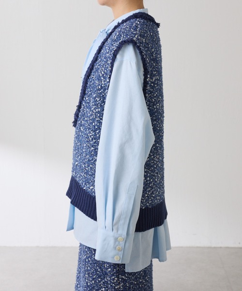 COLLAGE GALLARDAGALANTE ベスト ジレ ツイードライクニットベスト