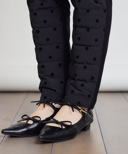 PICCIN PERLA パンツ フロッキードットダウンパンツ レディース