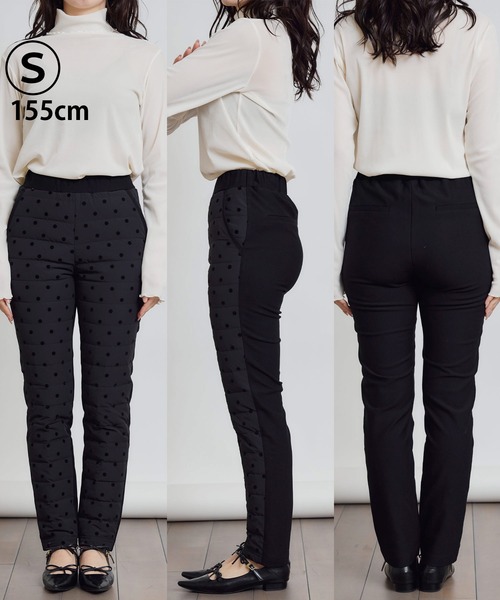 PICCIN PERLA パンツ フロッキードットダウンパンツ レディース