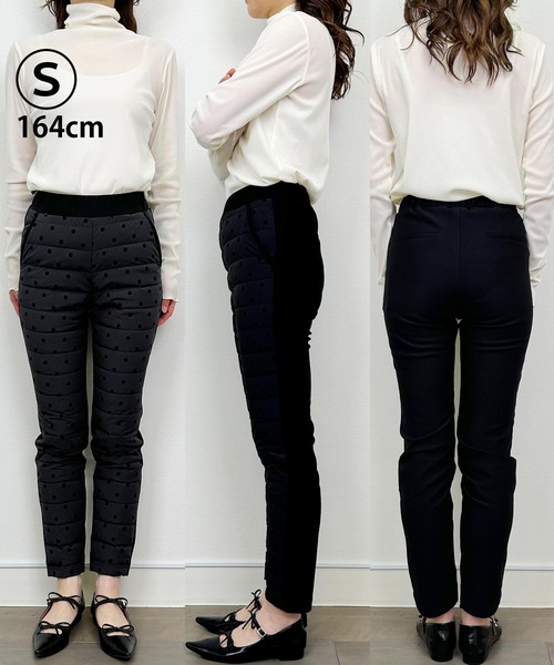 PICCIN PERLA パンツ フロッキードットダウンパンツ レディース