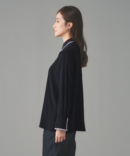 【今期】UNITED ARROWS フレアシルエット 半袖ブラウス 黒 UNITED ARROWS｜フリルカラー フレアスリーブ ブラウス | Rakuten