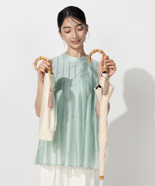 折りたたみ傘 最強の日傘「UVO」 折りたたみ2段 親骨55cm 無地タッセル Wpc. レディースの画像