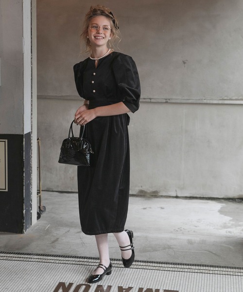 「BONLECILL noir」 7分袖ワンピース FREE ネイビー レディース_画像2