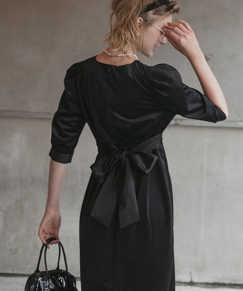 「BONLECILL noir」 7分袖ワンピース FREE ネイビー レディース_画像5