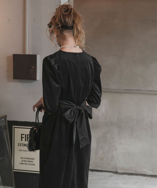 「BONLECILL noir」 7分袖ワンピース FREE ネイビー レディース_画像6