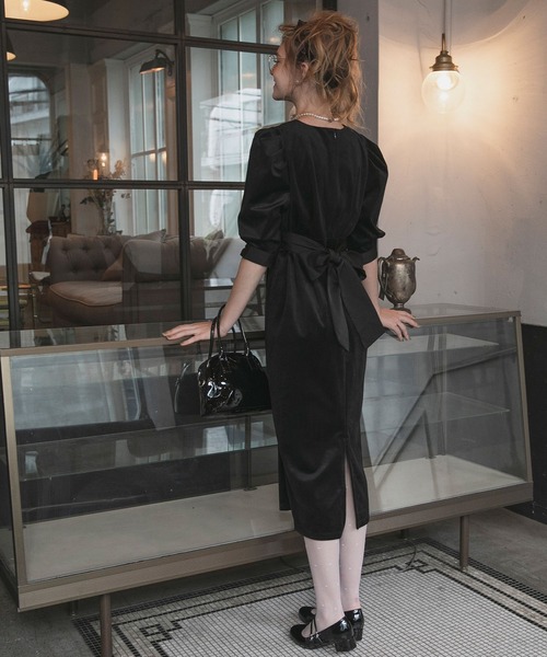 「BONLECILL noir」 7分袖ワンピース FREE ネイビー レディース_画像7