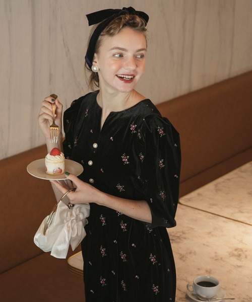 「BONLECILL noir」 7分袖ワンピース FREE ネイビー レディース_画像9