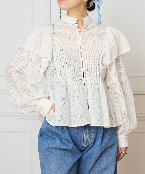 IENA LA BOUCLE（イエナラブークル） ブラウス シャツ レースオン