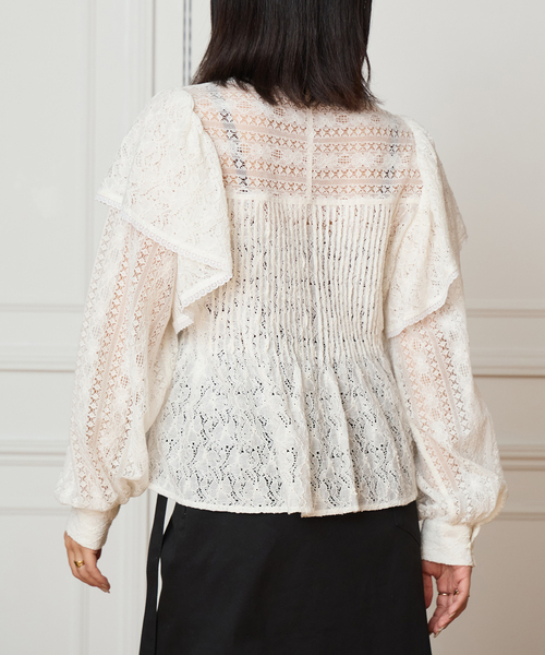 IENA LA BOUCLE 2024SS コットンレースブラウス IENA LA BOUCLE（イエナラブークル） ブラウス シャツ レースオン