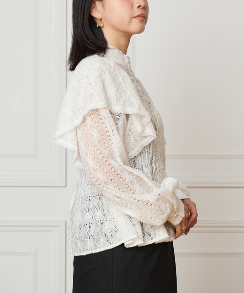 IENA LA BOUCLE（イエナラブークル） ブラウス シャツ レースオン