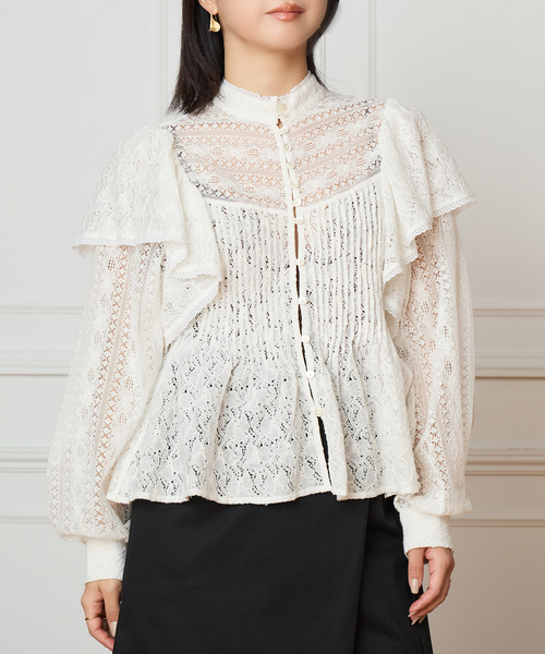 IENA LA BOUCLE（イエナラブークル） ブラウス シャツ レースオン