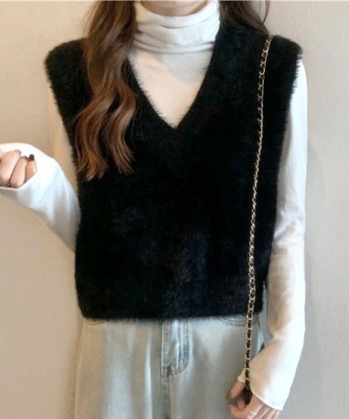 「LADY LIKE」 ニットベスト M ライトグレー レディース_画像2