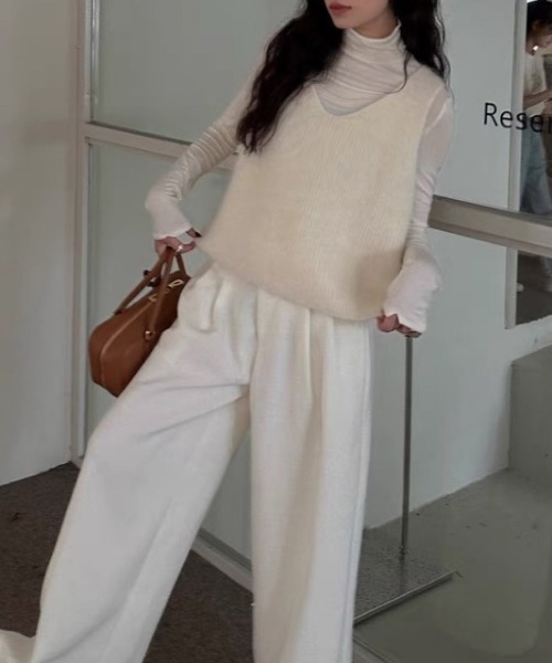 「LADY LIKE」 ニットベスト M ライトグレー レディース_画像6