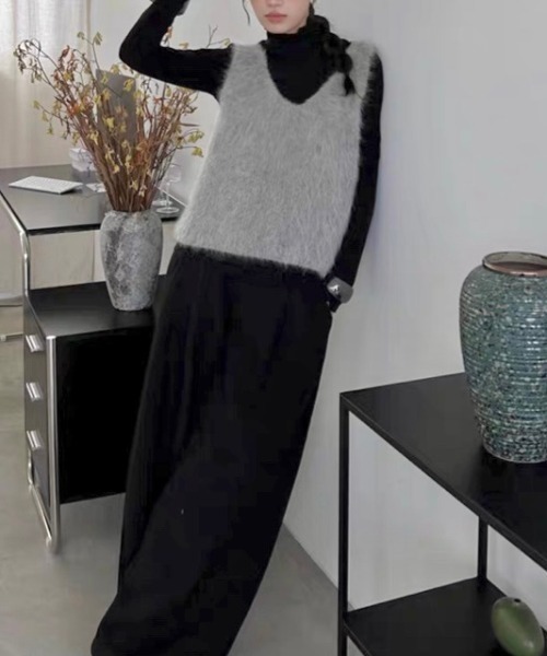 「LADY LIKE」 ニットベスト M ライトグレー レディース_画像9