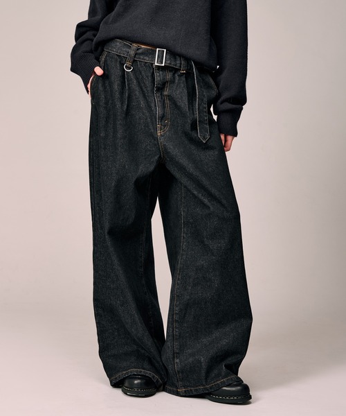 WETTEMPT ジーンズ BELTED WIDE DENIM PANTS / ベルテッドワイドデニム