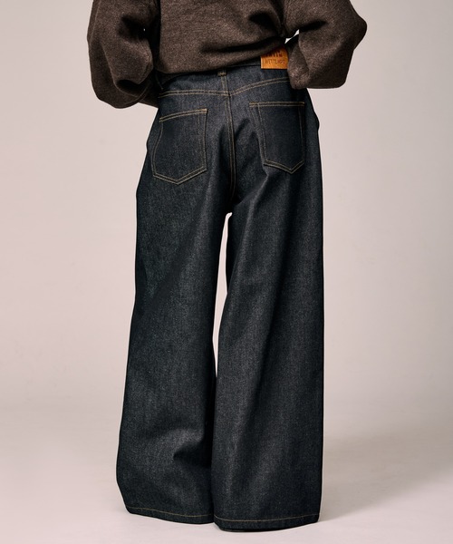 BELVET ダークデニム ワイドパンツ WETTEMPT ジーンズ BELTED WIDE DENIM PANTS / ベルテッドワイドデニム