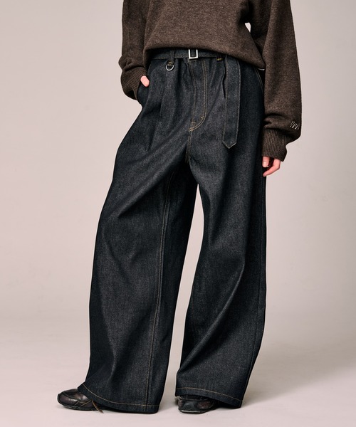 WETTEMPT ワイドパンツ ジーンズ BELTED WIDE DENIM PANTS