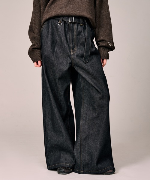 WETTEMPT ジーンズ BELTED WIDE DENIM PANTS / ベルテッドワイドデニム