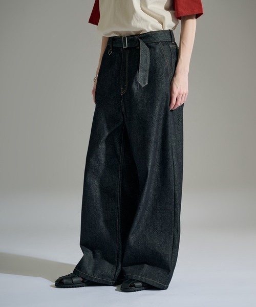 WETTEMPT ジーンズ BELTED WIDE DENIM PANTS / ベルテッドワイドデニム