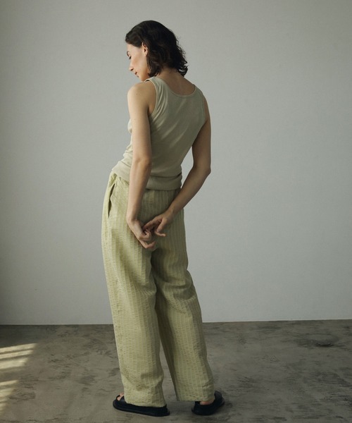 「anuke」 イージーパンツ 38inch ライトグリーン レディース_画像2