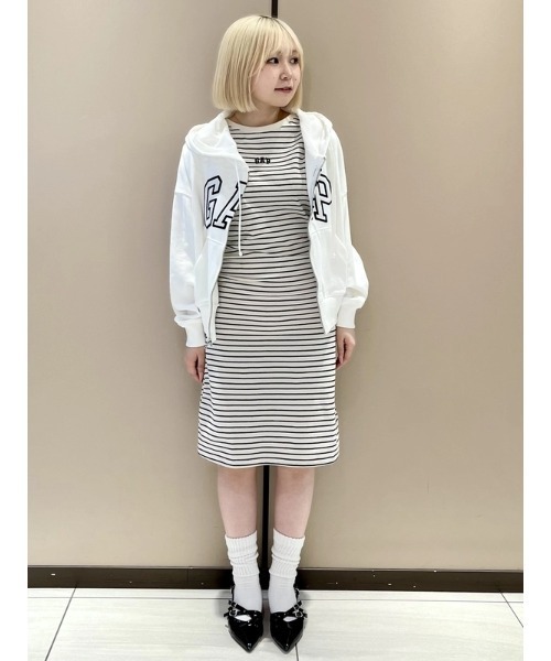 GAP（ギャップ） ワンピース 半袖 ミニGAPロゴ ルーシュ Tシャツ