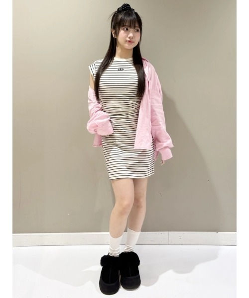 GAP（ギャップ） ワンピース 半袖 ミニGAPロゴ ルーシュ Tシャツ