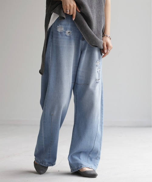 「HUG.U」 デニムパンツ X-LARGE ダークインディゴブルー レディース_画像5