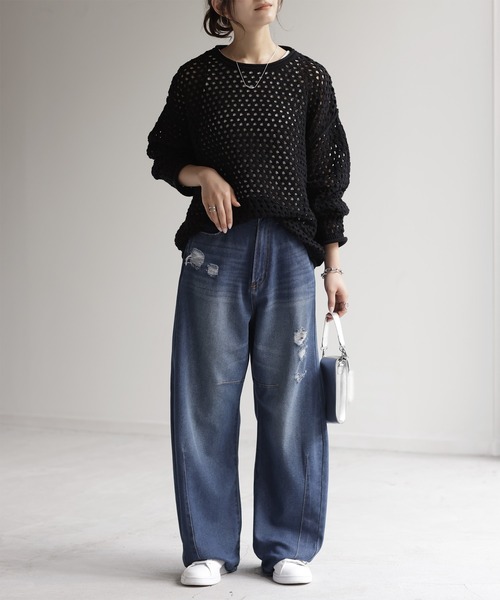 「HUG.U」 デニムパンツ X-LARGE ダークインディゴブルー レディース_画像8