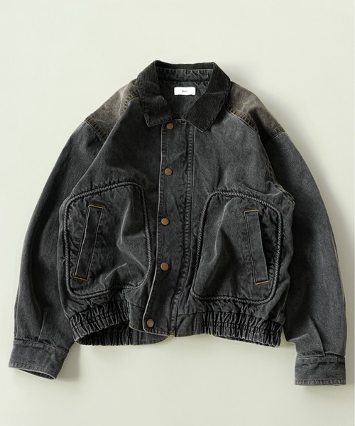 90S vintage デザインブルゾン　切替　古着　メンズM Bleme デニムジャケット gジャン 襟切り替え ヴィンテージデザイン