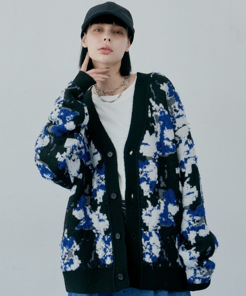 「AIVER」 ニットカーディガン LARGE グレー メンズ_画像2