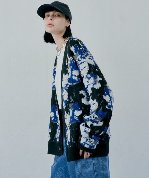 「AIVER」 ニットカーディガン LARGE グレー メンズ_画像4