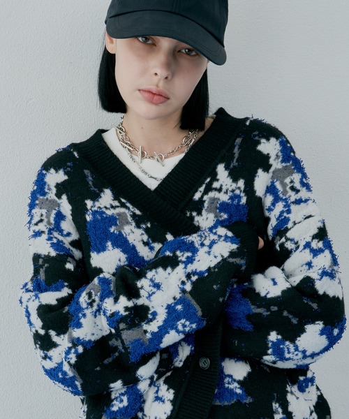 「AIVER」 ニットカーディガン LARGE グレー メンズ_画像6