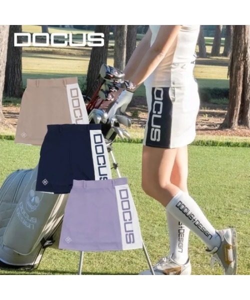 DOCUS DESIGN ゴルフスカート レディース　サイズM ベージュ DOCUS（ドゥーカス） ゴルフ 「DOCUS」(ドゥーカス)レディース サイド