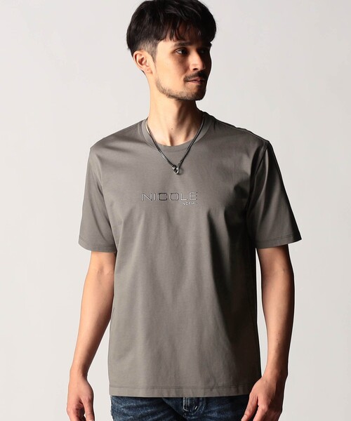 ★銀ボタン Lサイズ★ NICOLE CLUB FOR MEN ナポレオン 茶 NICOLE CLUB FOR MEN（ニコルクラブフォーメン） tシャツ メタルジェル