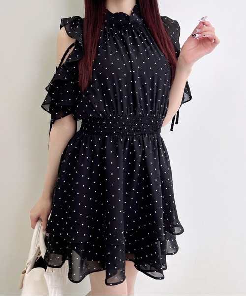 INGNI（イング） ワンピース 2Wayリボン肩あきフリルミニワンピース