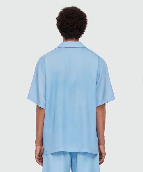 シャツ ライトブルー タイダイ ボウリングシャツ メンズの画像