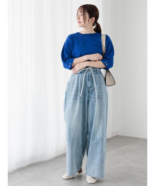 「Te chichi TERRASSE」 デニムパンツ L ブルー レディース_画像5