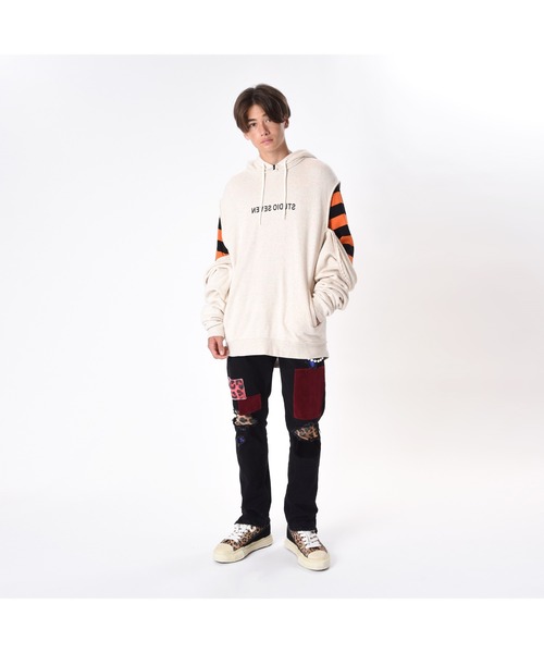 「STUDIO SEVEN」 プルオーバーパーカー LARGE ネイビー メンズ_画像2