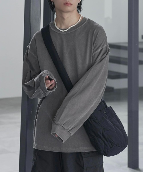 「ADAMASTE」 長袖Tシャツ MEDIUM ライトグレー メンズ_画像2