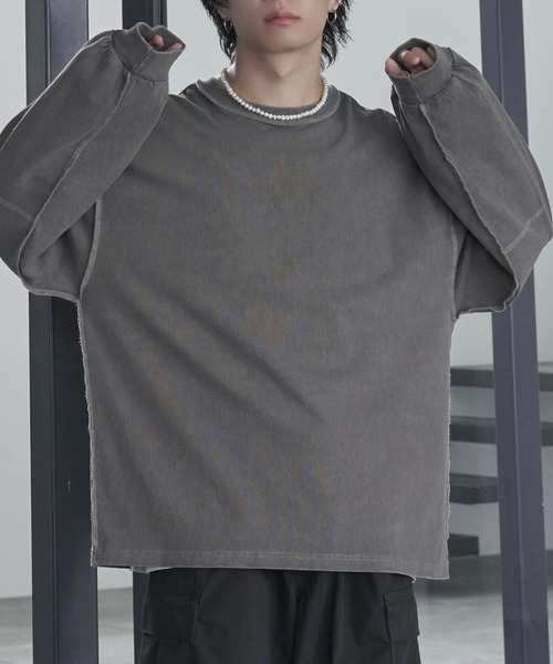 「ADAMASTE」 長袖Tシャツ MEDIUM ライトグレー メンズ_画像3