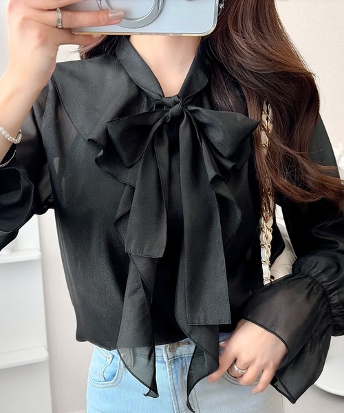 「mily bilet」 長袖ブラウス LARGE アイボリー レディース_画像9