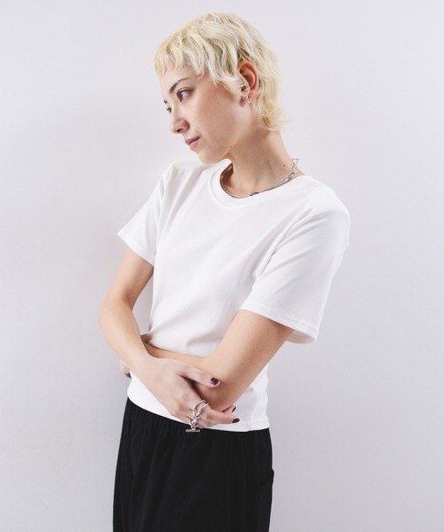 HANNE tシャツ 半袖 パワーショルダーコンパクトTEE レディース