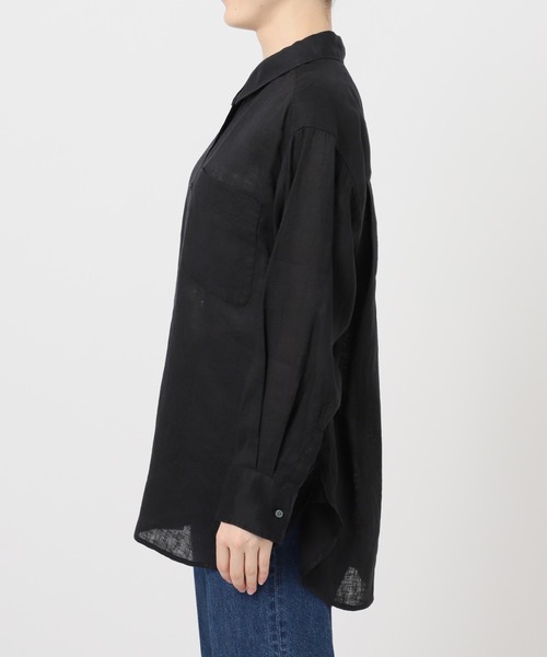 ブラウス シャツ 「追加2」「S/Mサイズ展開」手洗い可 / 2WAYフレンチリネンシャツ レディースの画像