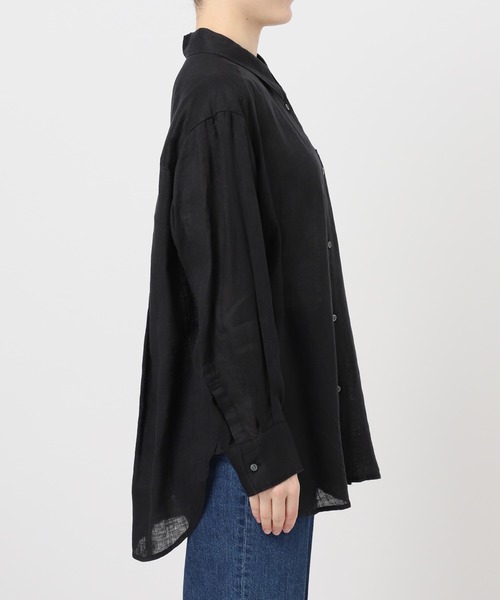 ブラウス シャツ 「追加2」「S/Mサイズ展開」手洗い可 / 2WAYフレンチリネンシャツ レディースの画像