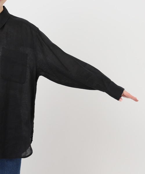 ブラウス シャツ 「追加2」「S/Mサイズ展開」手洗い可 / 2WAYフレンチリネンシャツ レディースの画像