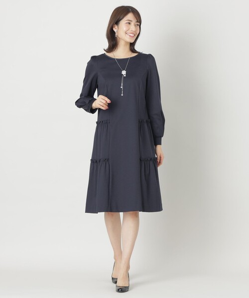 「TO BE CHIC」 長袖ワンピース 40 ダークネイビー レディース_画像2